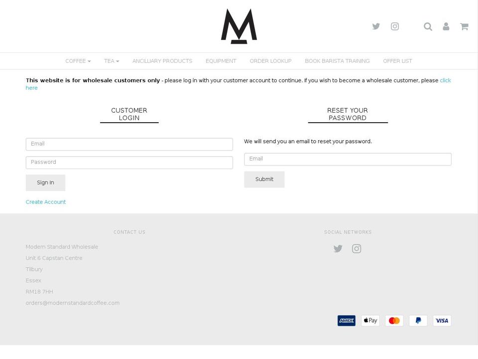 modernstandard.coffee shopify website screenshot