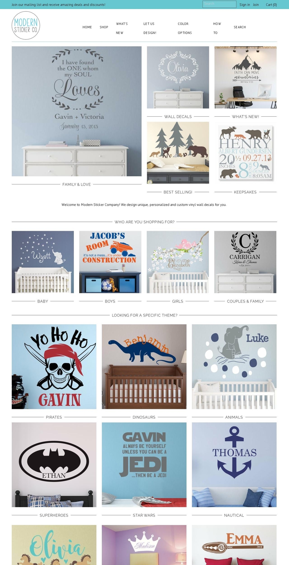 modernstickerco.com shopify website screenshot