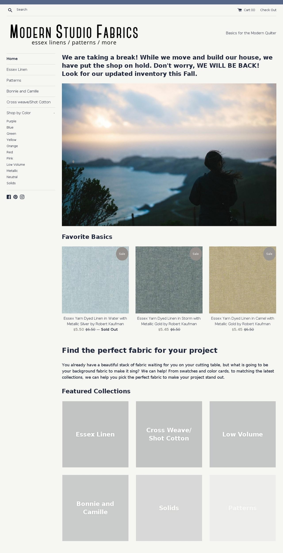 modernstudiofabrics.com — Shopify storefront screenshot