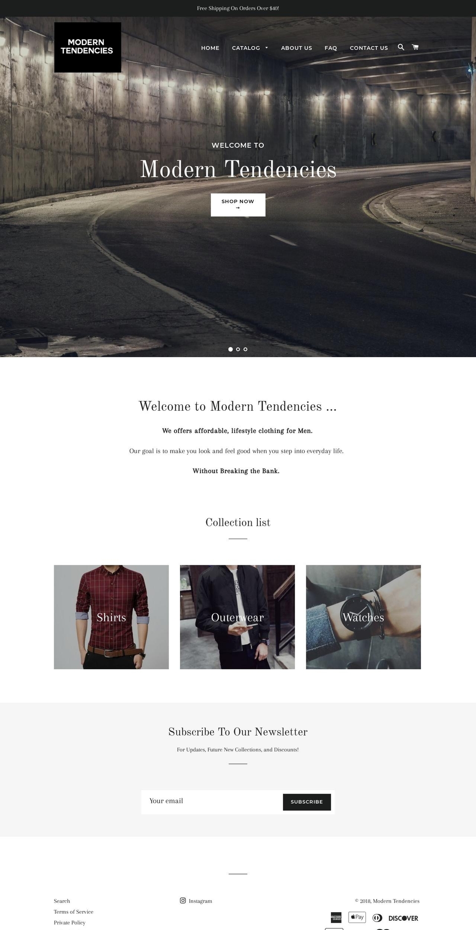 moderntendencies.com shopify website screenshot