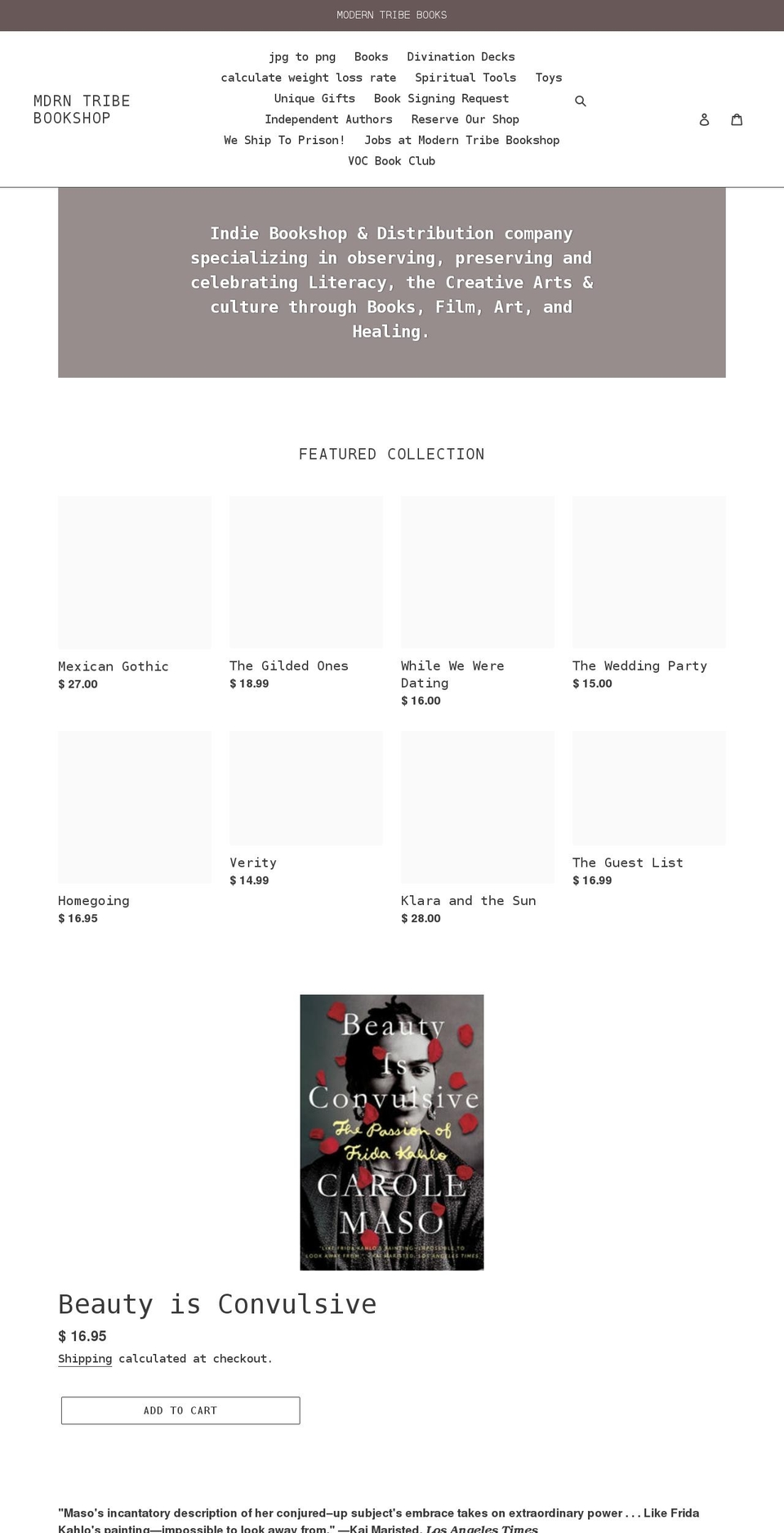 moderntribebooks.com shopify website screenshot