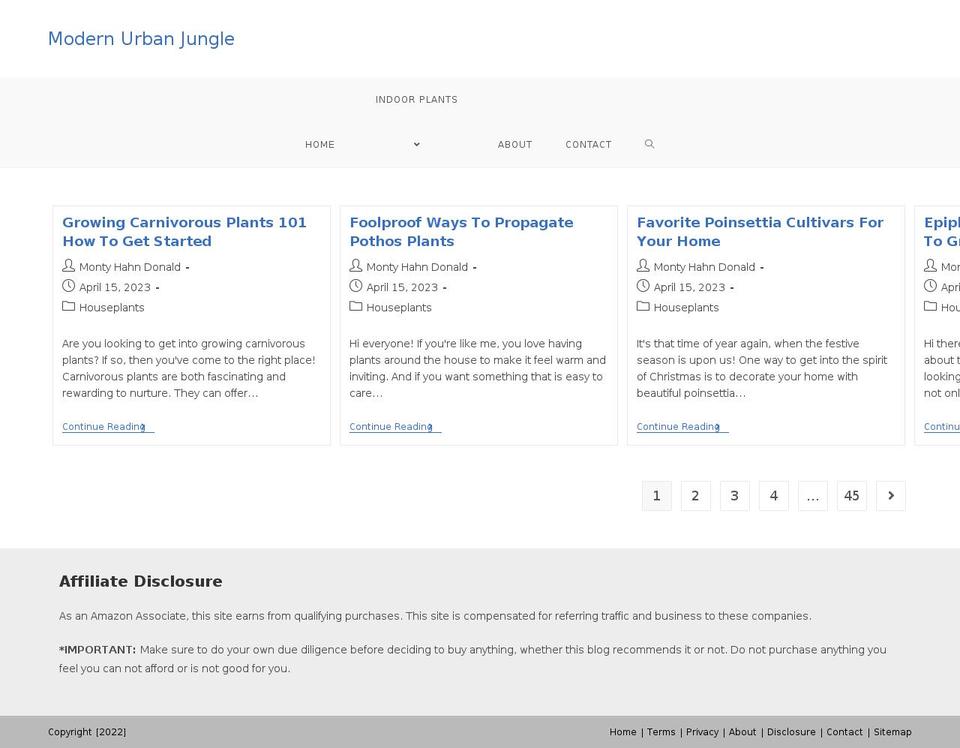 modernurbanjungle.com — Shopify storefront screenshot
