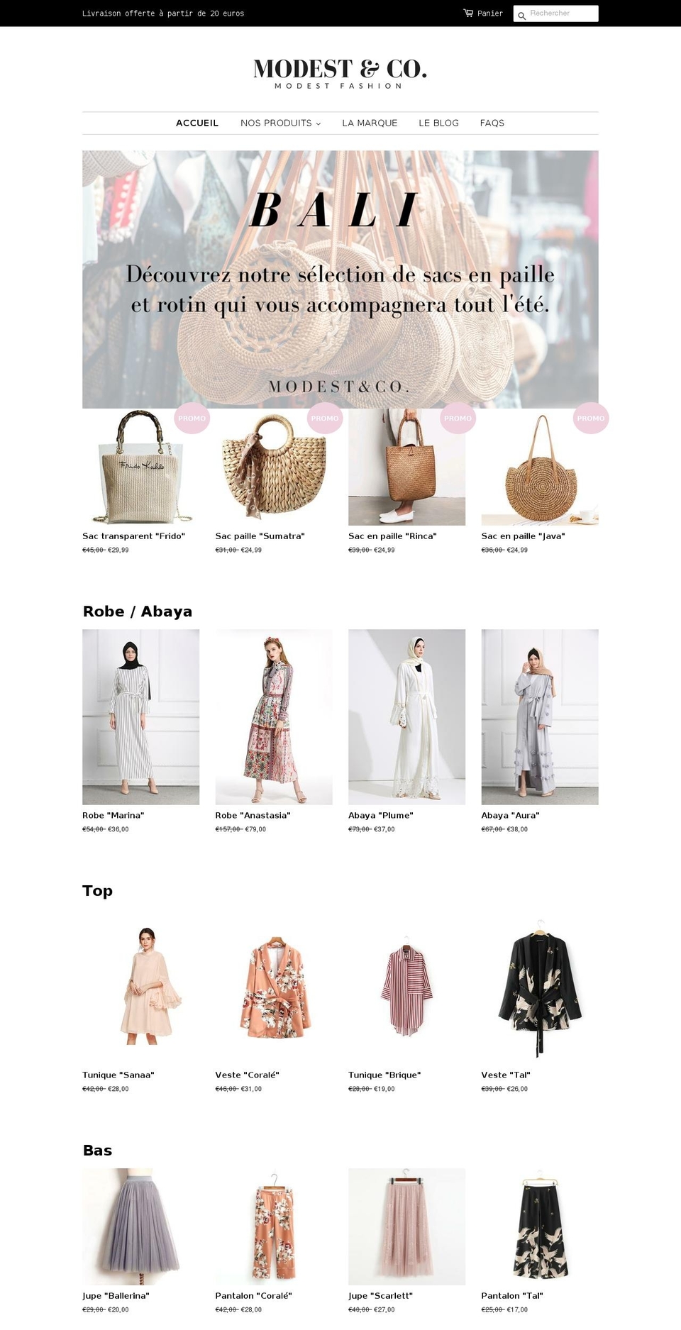 modestandco.com shopify website screenshot