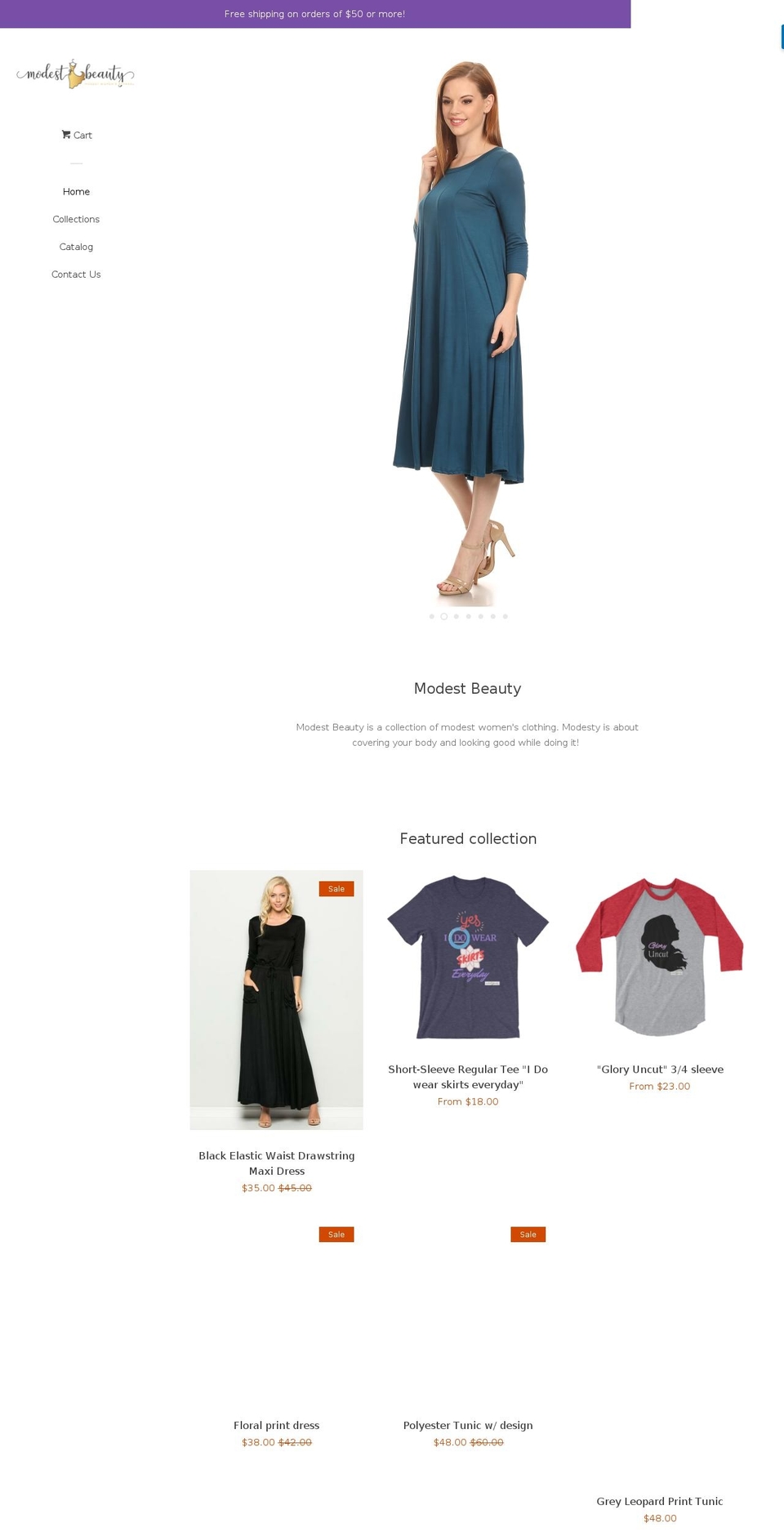 modestbeautyclothing.com — Shopify storefront screenshot