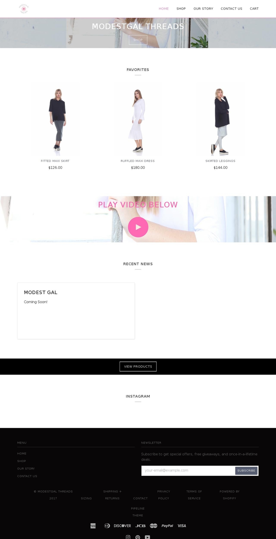 modestgalthreads.com shopify website screenshot