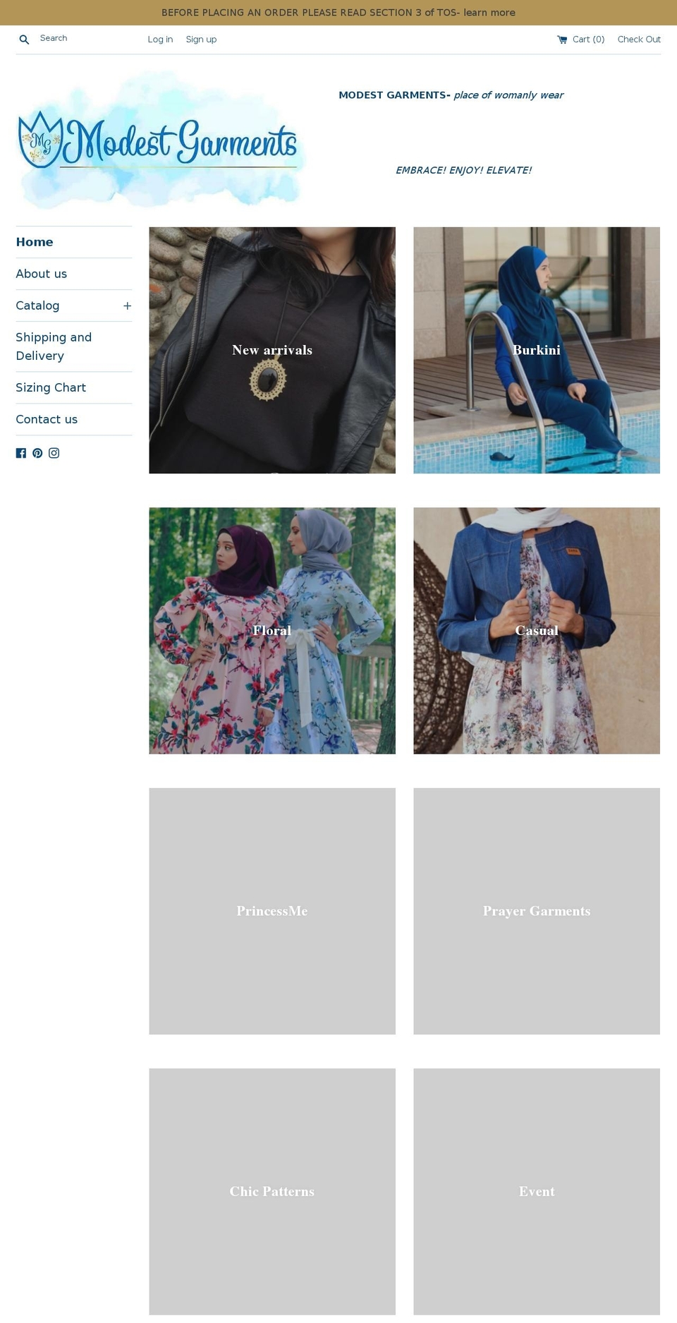 modestgarments.com — Shopify storefront screenshot