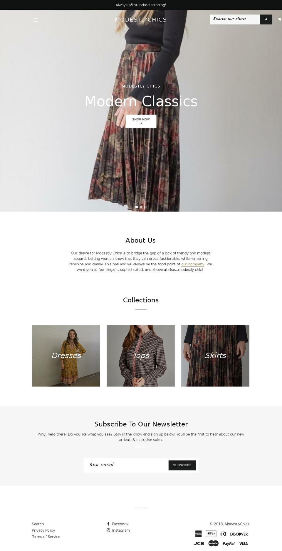 modestlychics.com shopify website screenshot