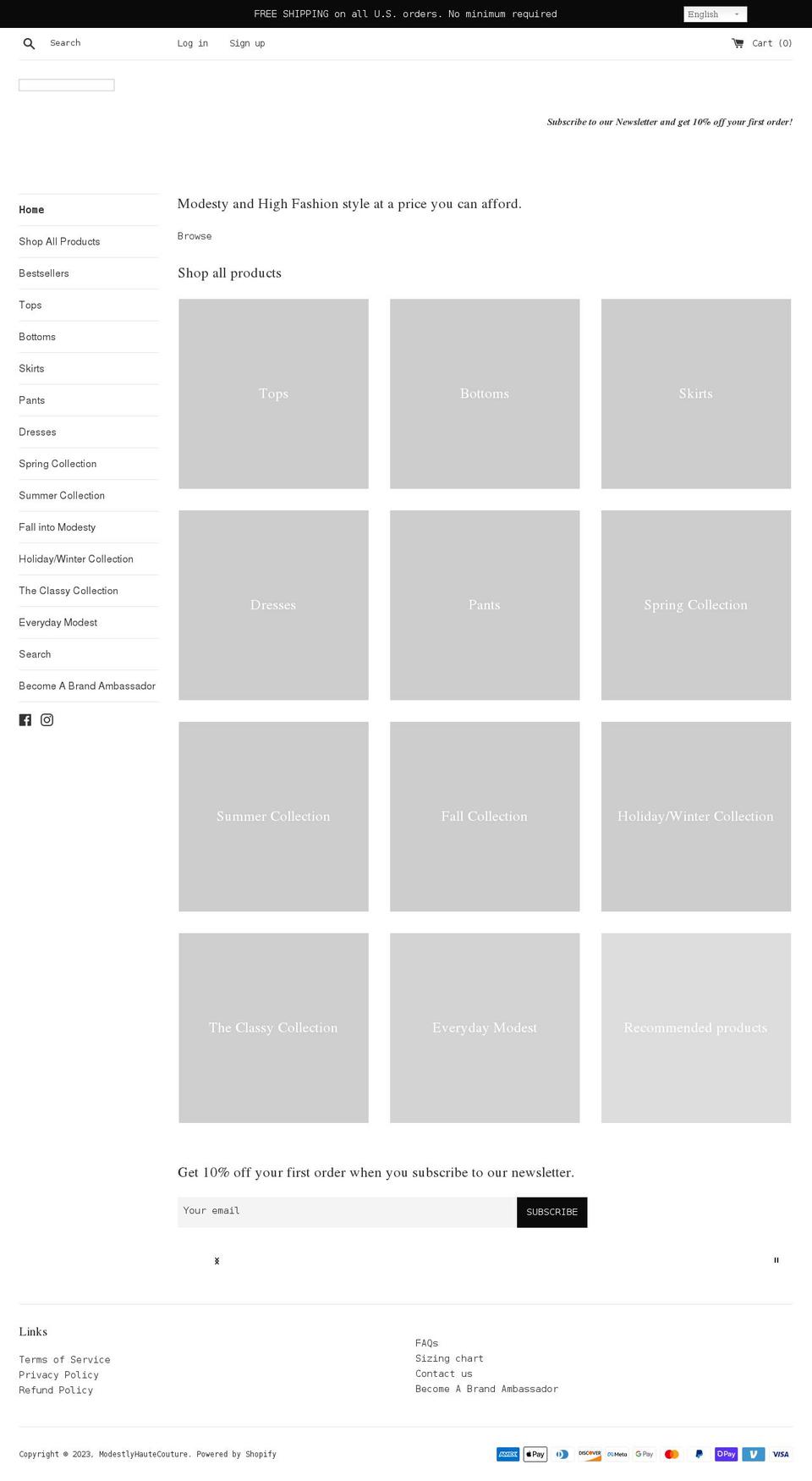 modestlyhautecouture.com shopify website screenshot