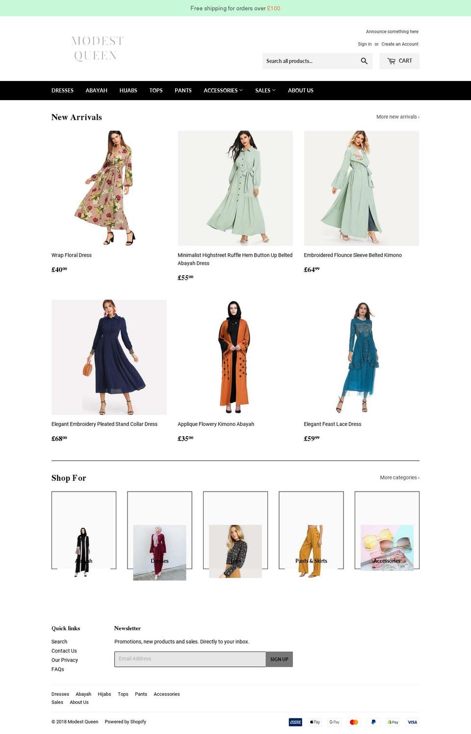 modestqueen.com — Shopify storefront screenshot