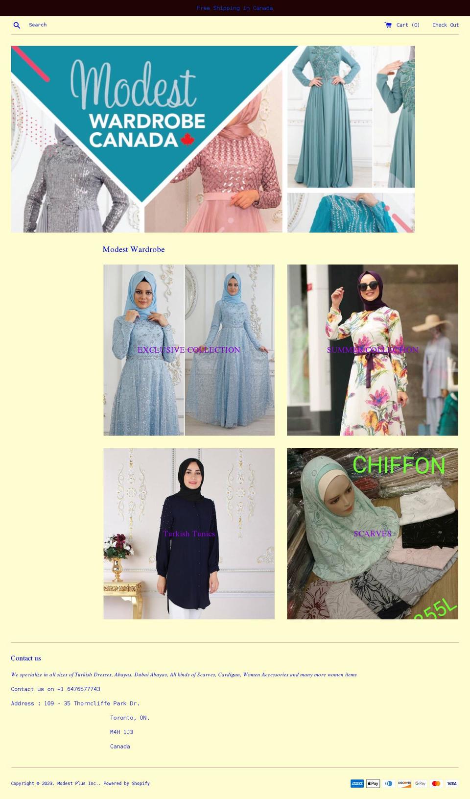 modestwardrobe.com shopify website screenshot