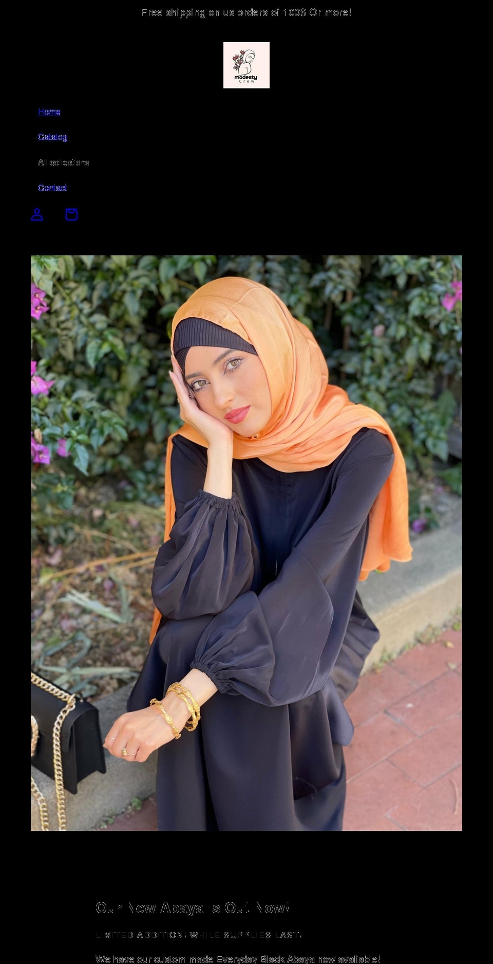 modestycrew.com shopify website screenshot