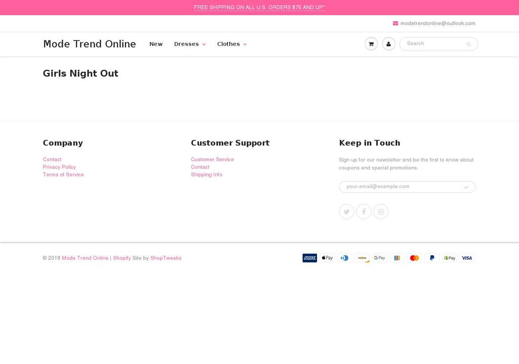 modetrendonline.com shopify website screenshot