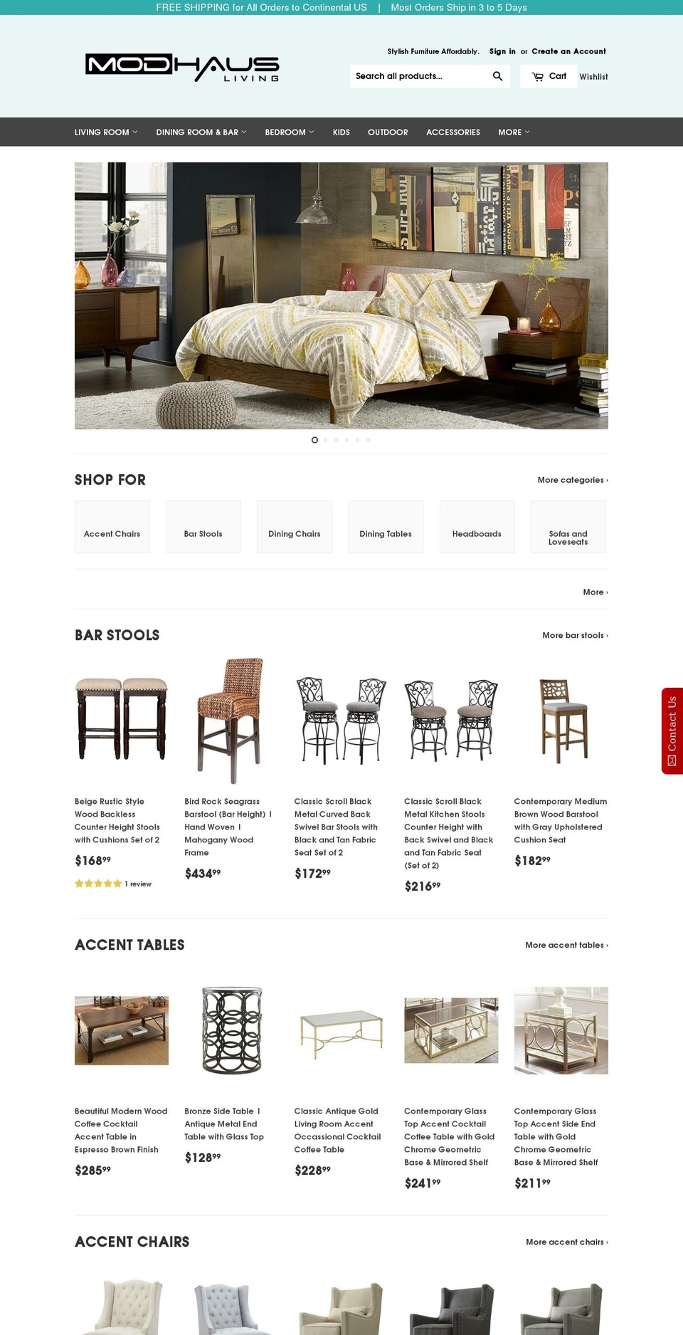 modhausliving.com shopify website screenshot