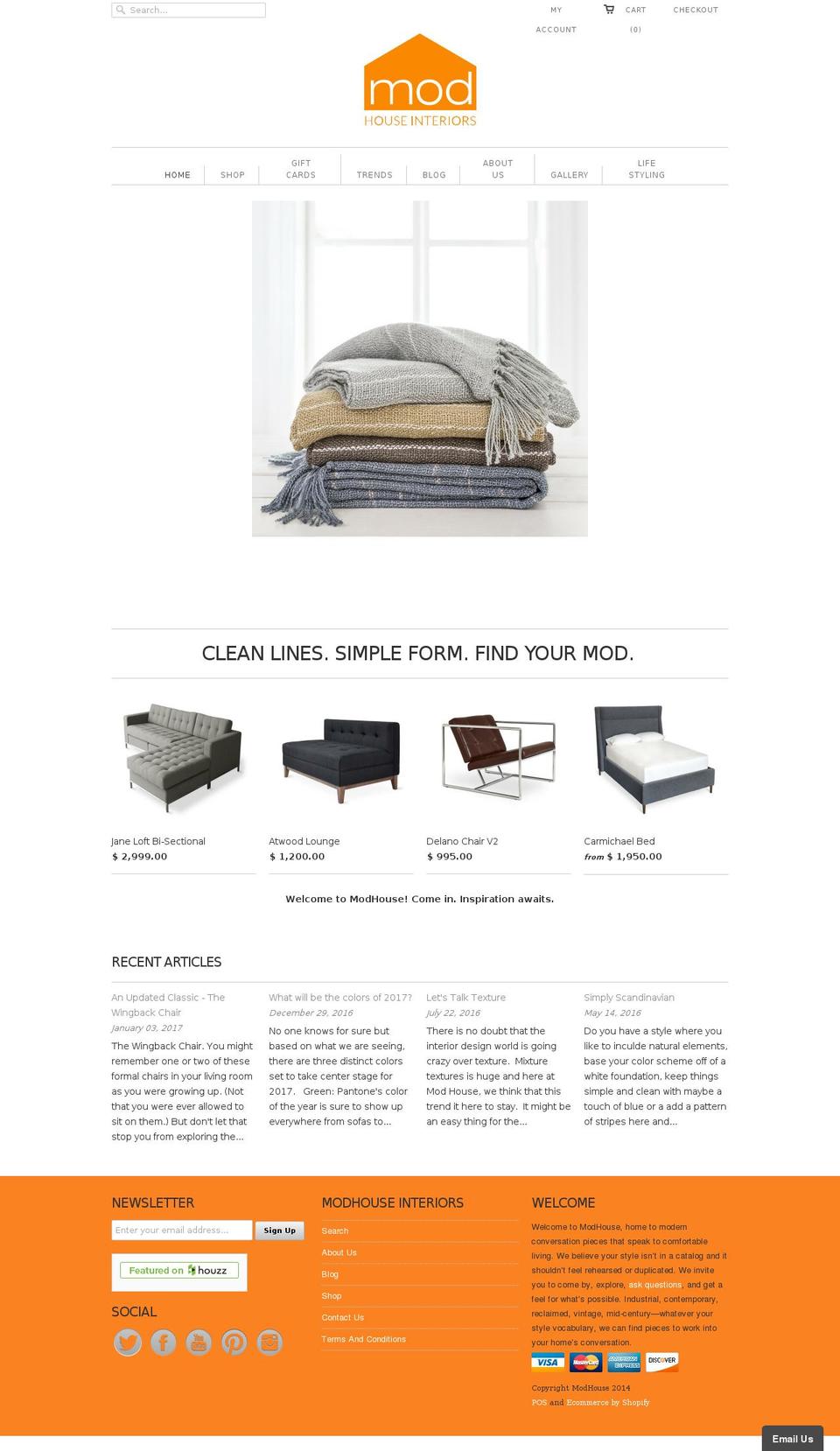 modhouseinteriors.com shopify website screenshot