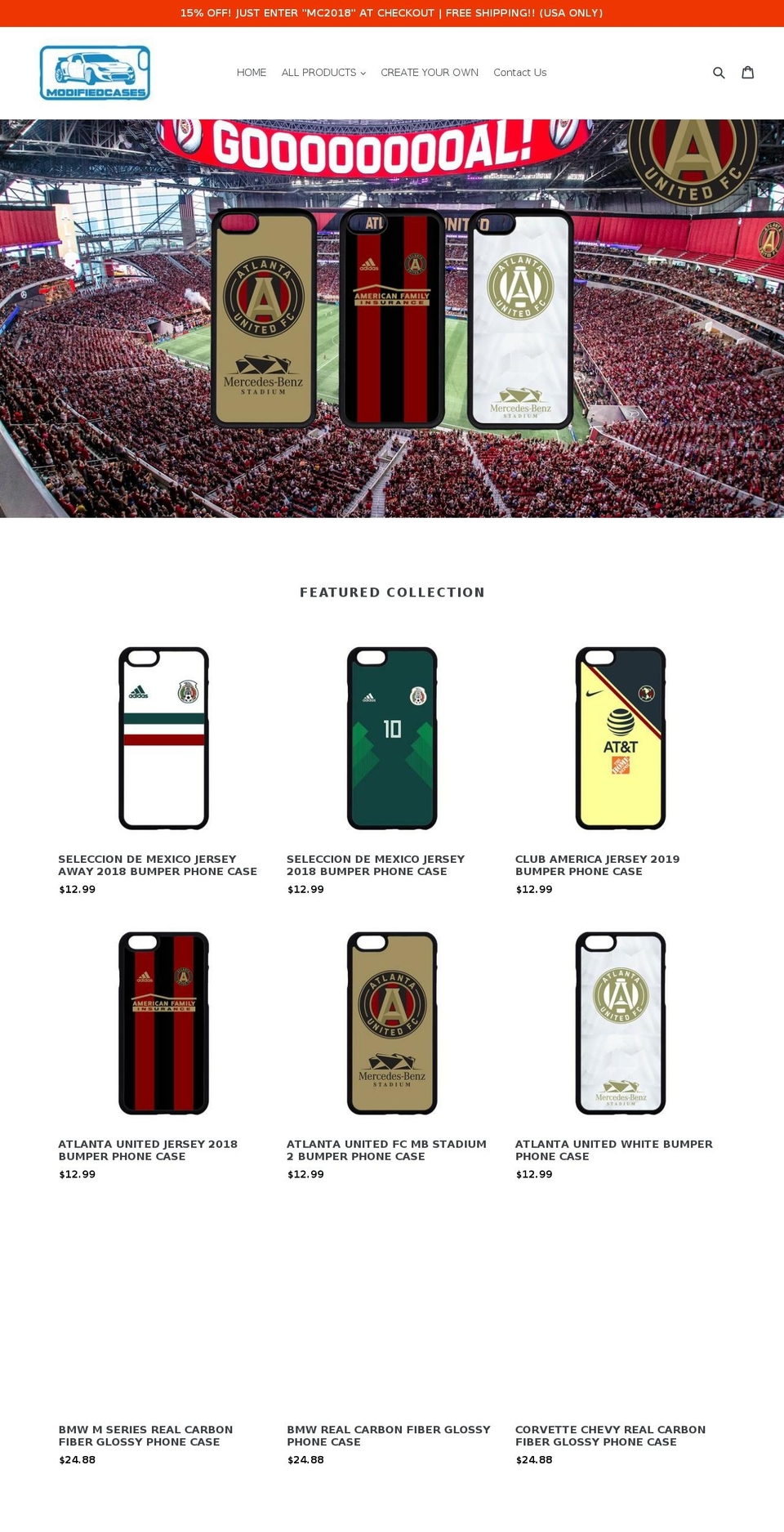 modifiedcases.com — Shopify storefront screenshot