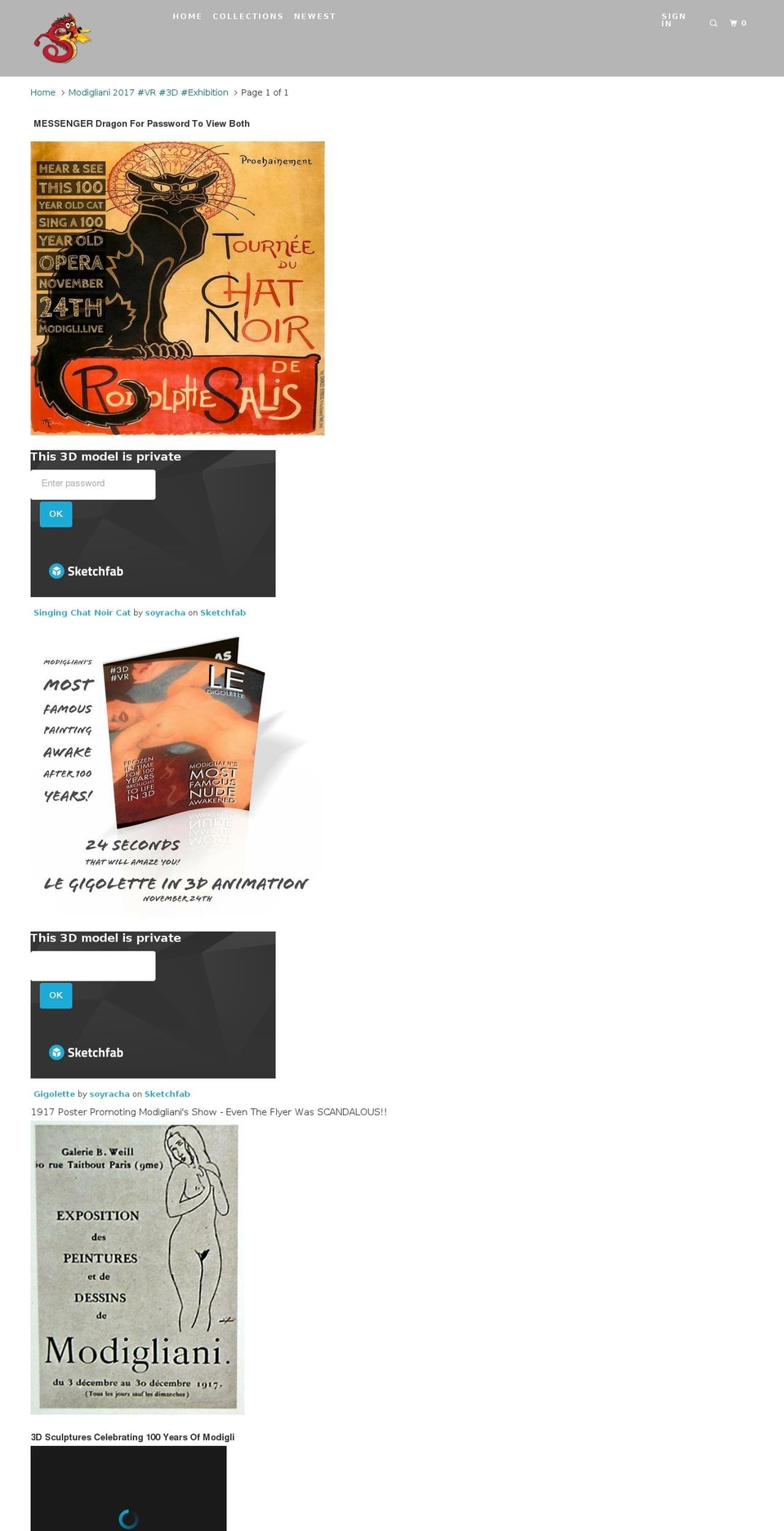 modigli.live shopify website screenshot