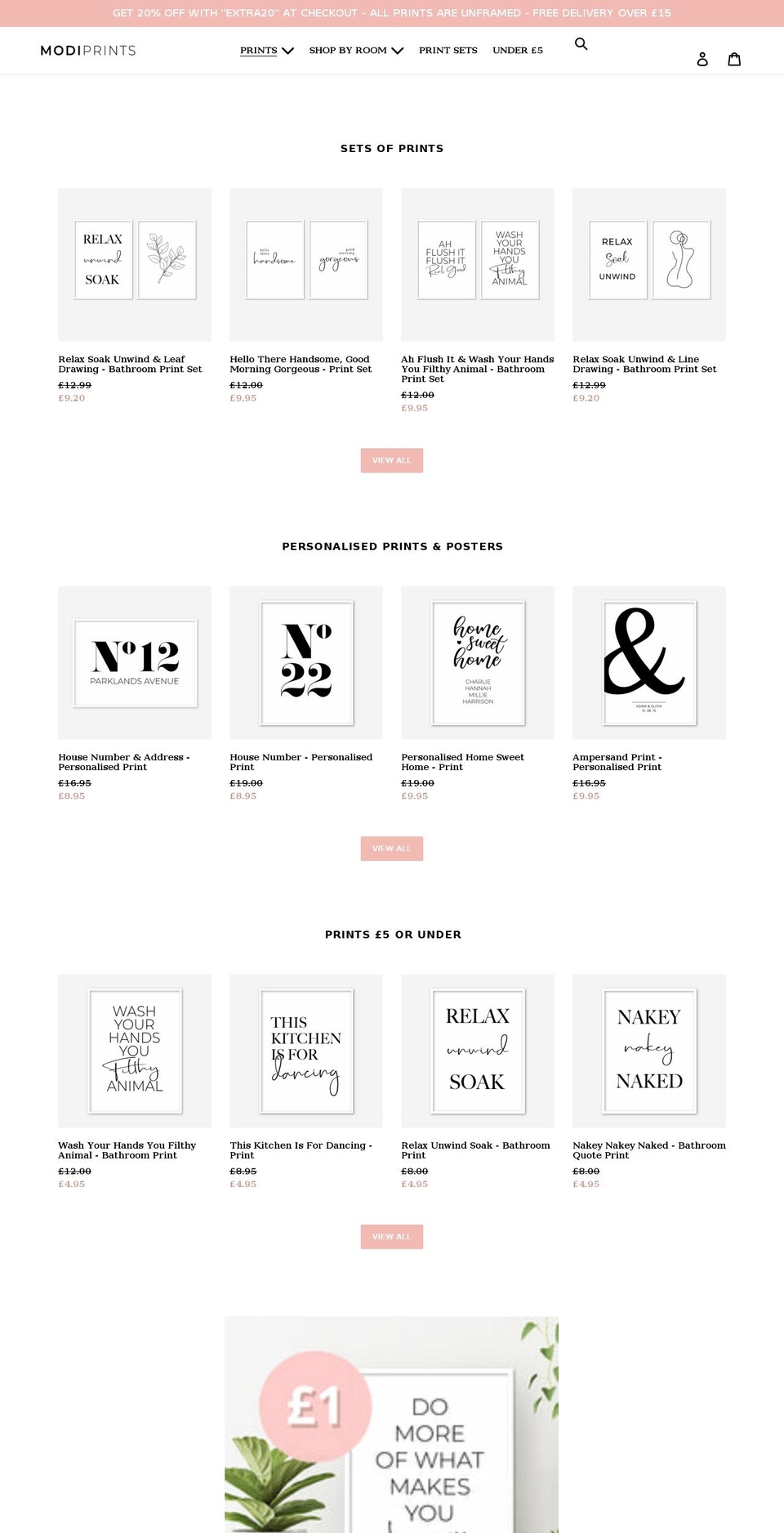 modiprints.com shopify website screenshot