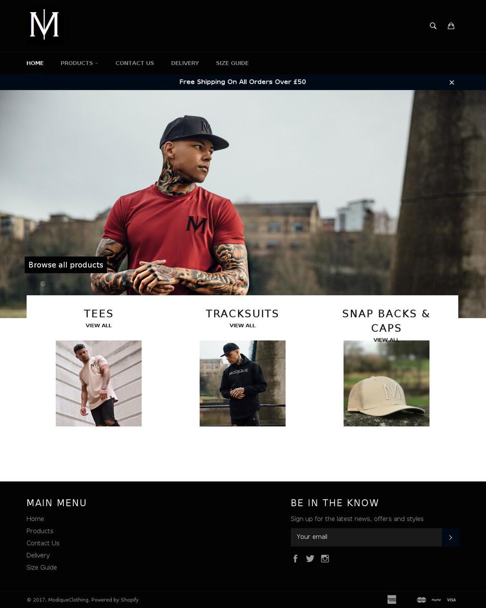 modiqueclothing.com shopify website screenshot