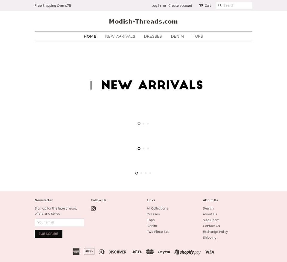 modish-threads.com — Shopify storefront screenshot