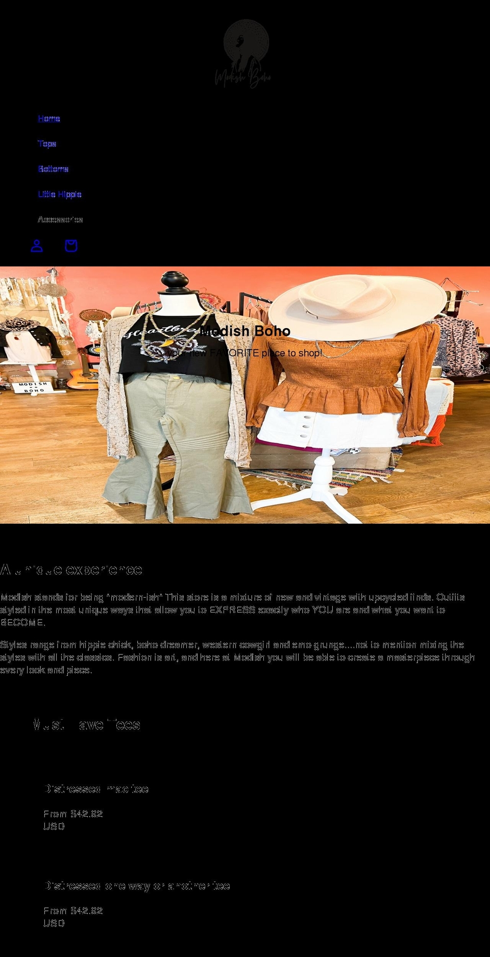 modishboho.com shopify website screenshot