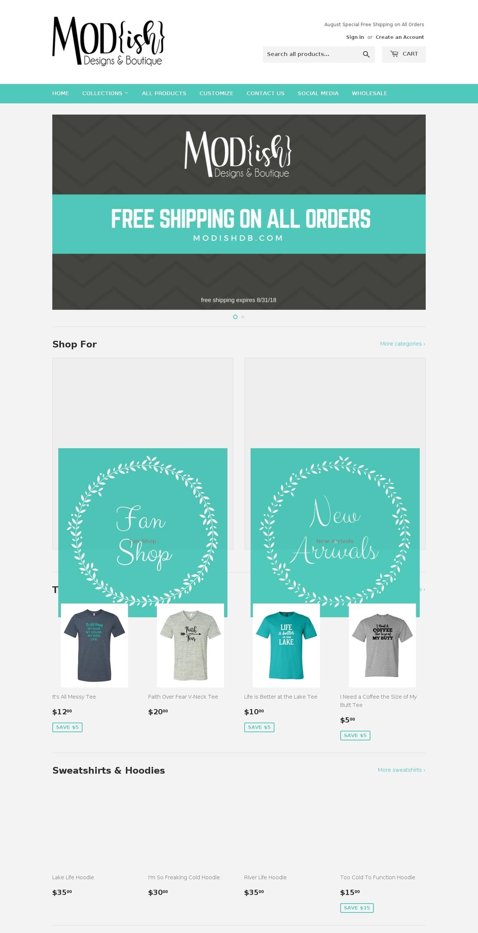 modishdb.com shopify website screenshot