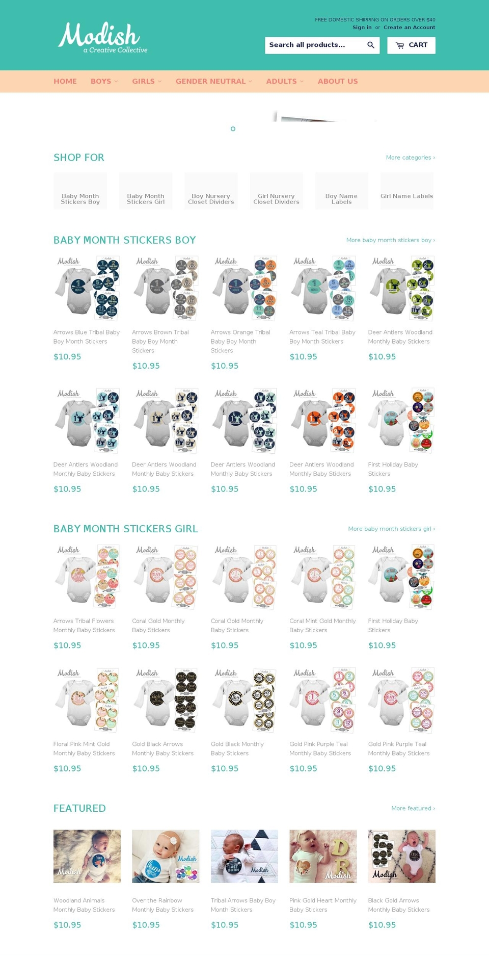 modishlabels.com shopify website screenshot