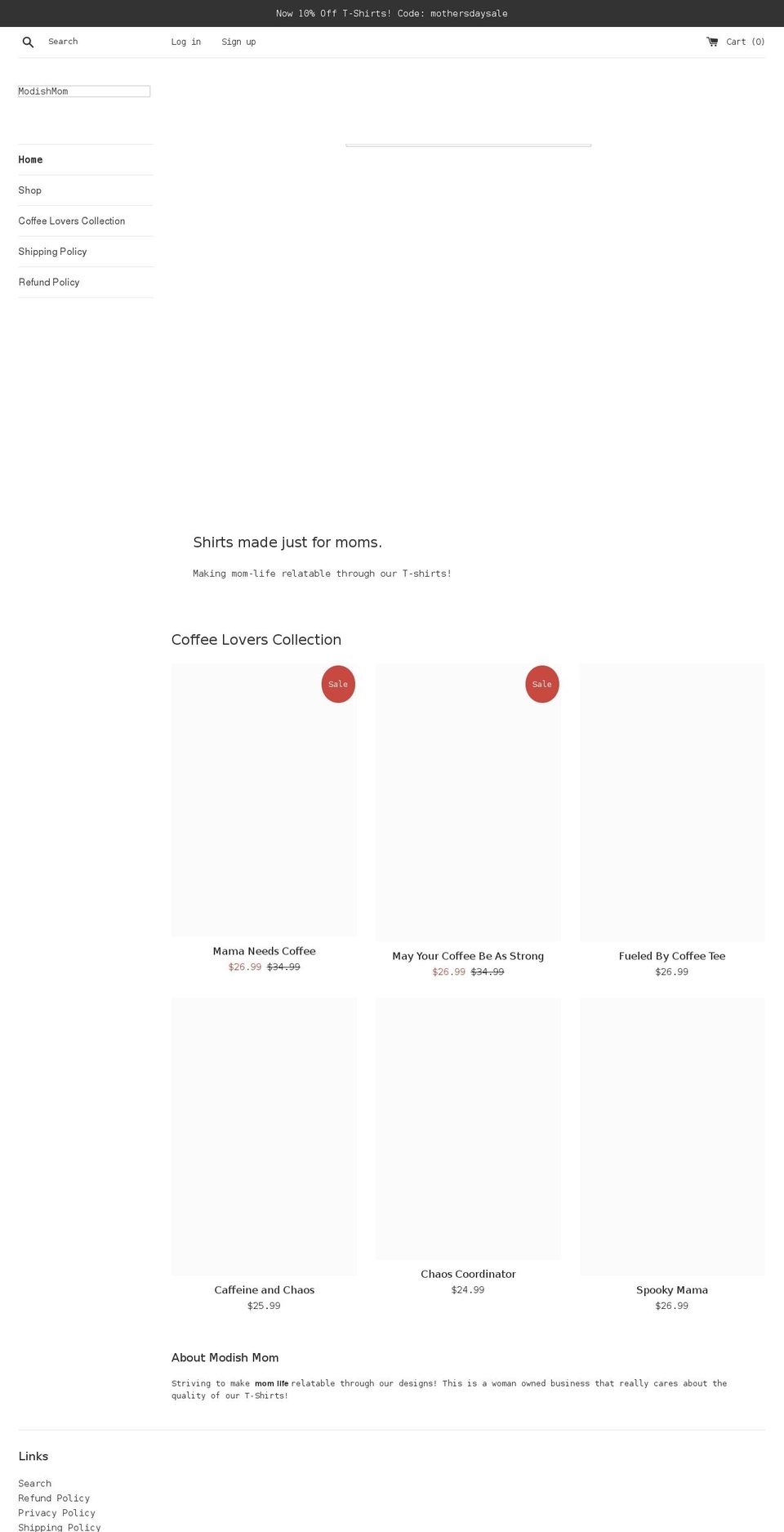 modishmom.com shopify website screenshot