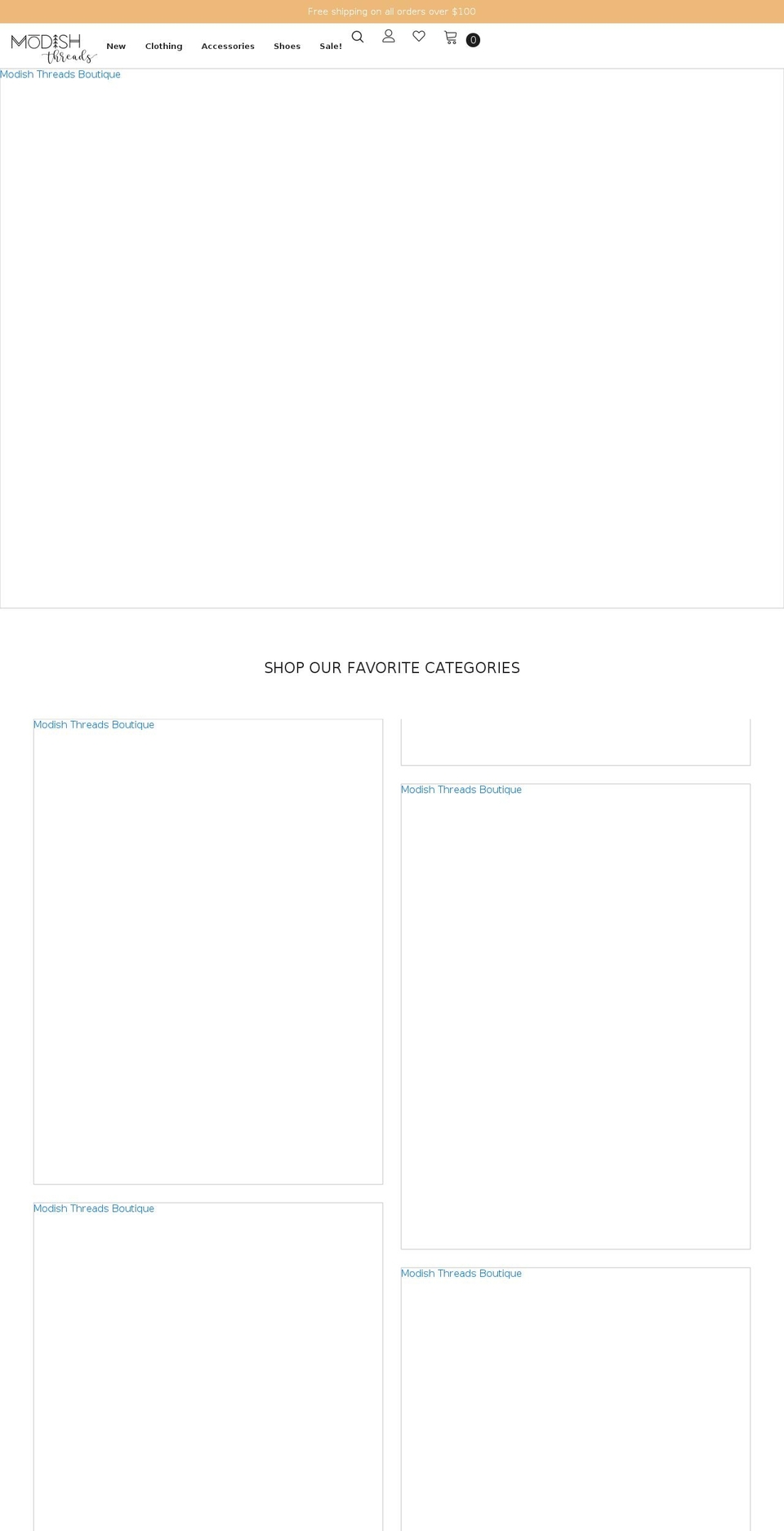 modishthreadsboutique.com shopify website screenshot