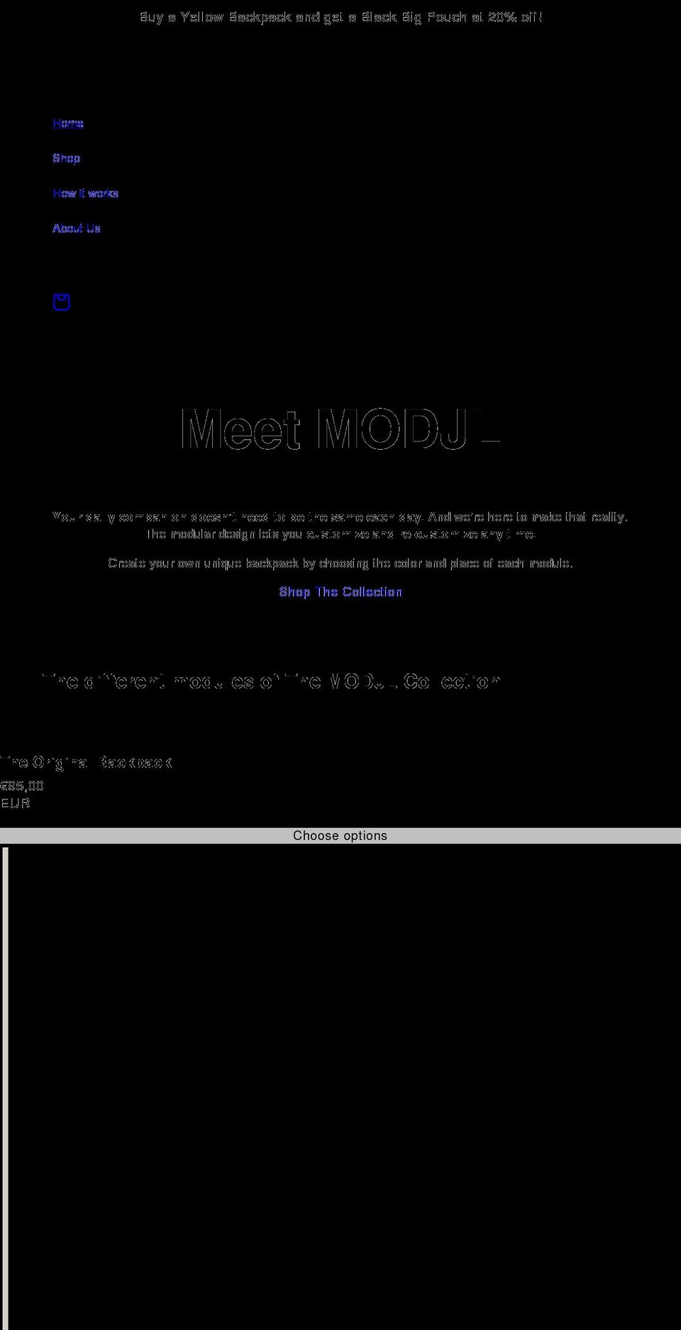 modjl.com shopify website screenshot