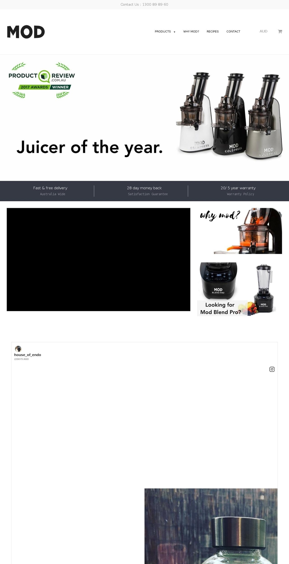 modjuicer.com — Shopify storefront screenshot