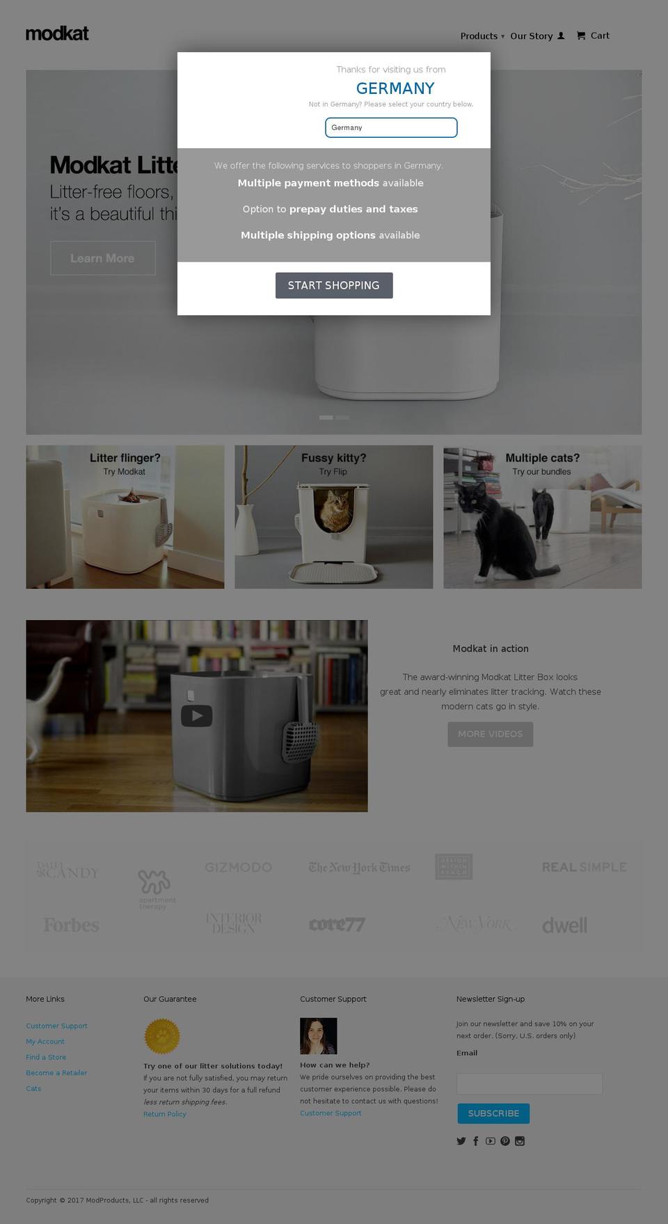 modkat.com shopify website screenshot