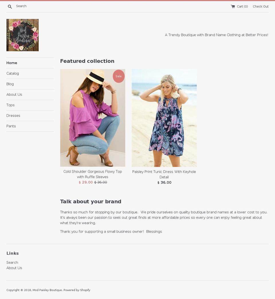 modpaisleyboutique.com — Shopify storefront screenshot