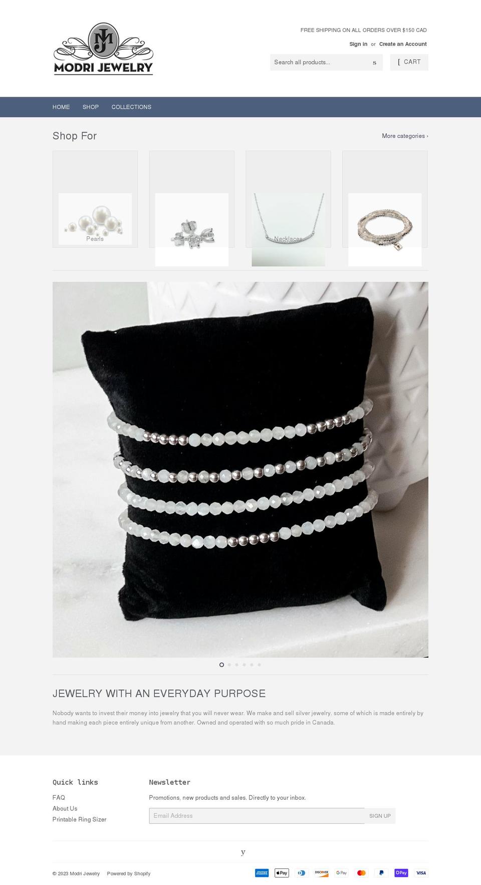 modrijewelry.com shopify website screenshot