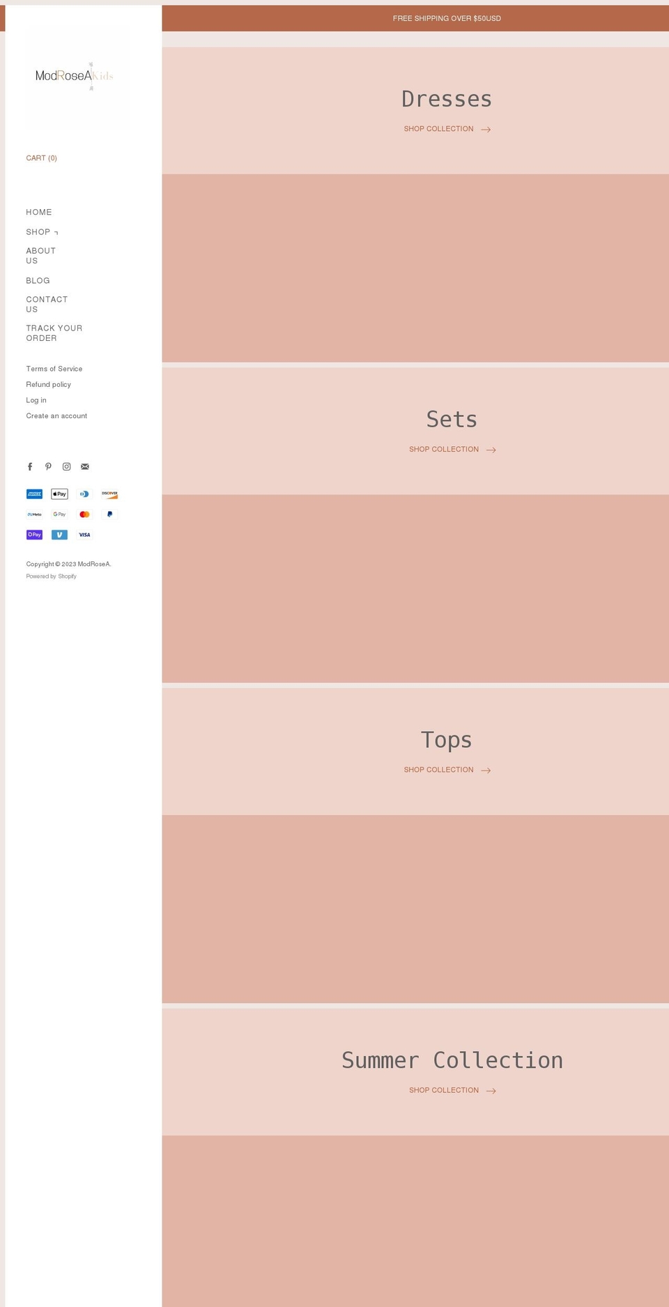 modrosea.com shopify website screenshot