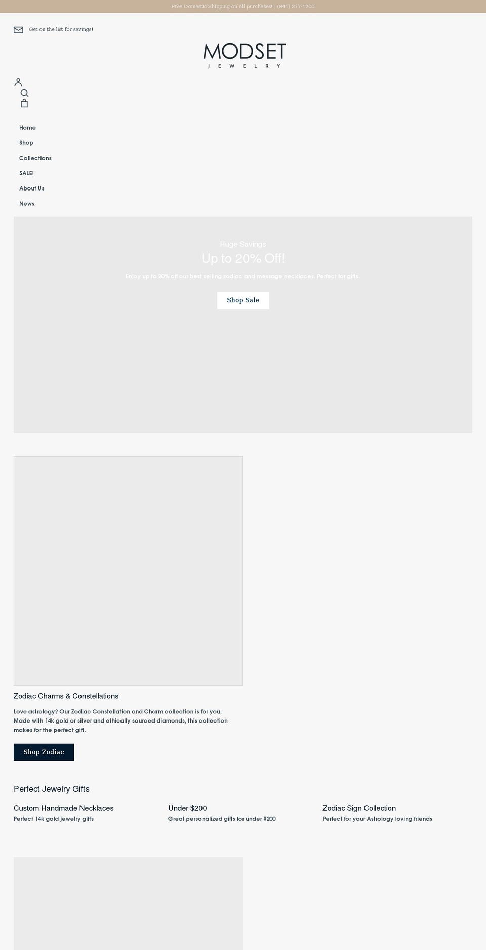 modsetjewelry.com shopify website screenshot