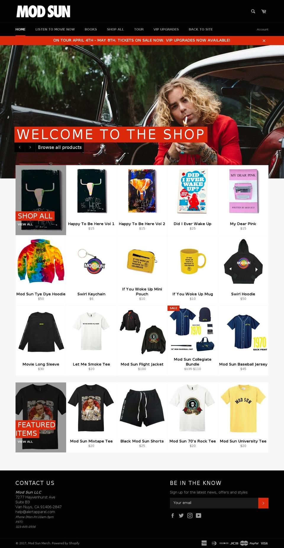 modsunmerch.com shopify website screenshot