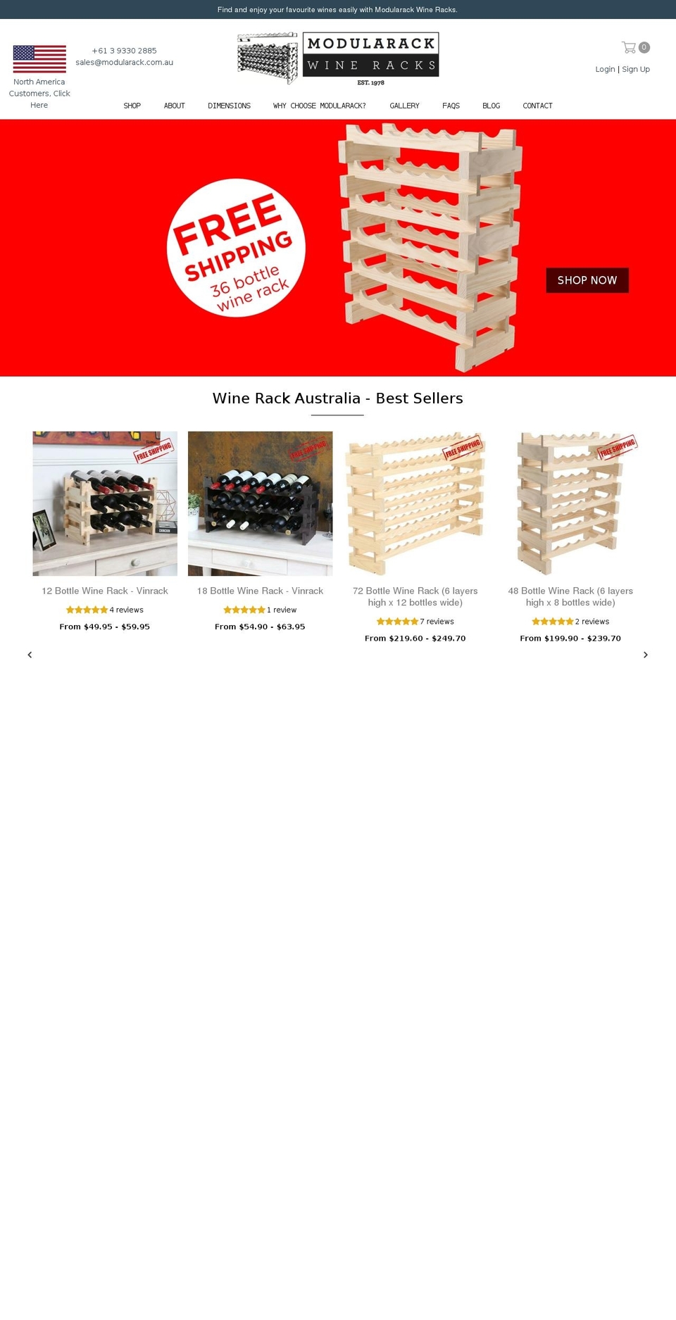 modularackwineracks.com — Shopify storefront screenshot
