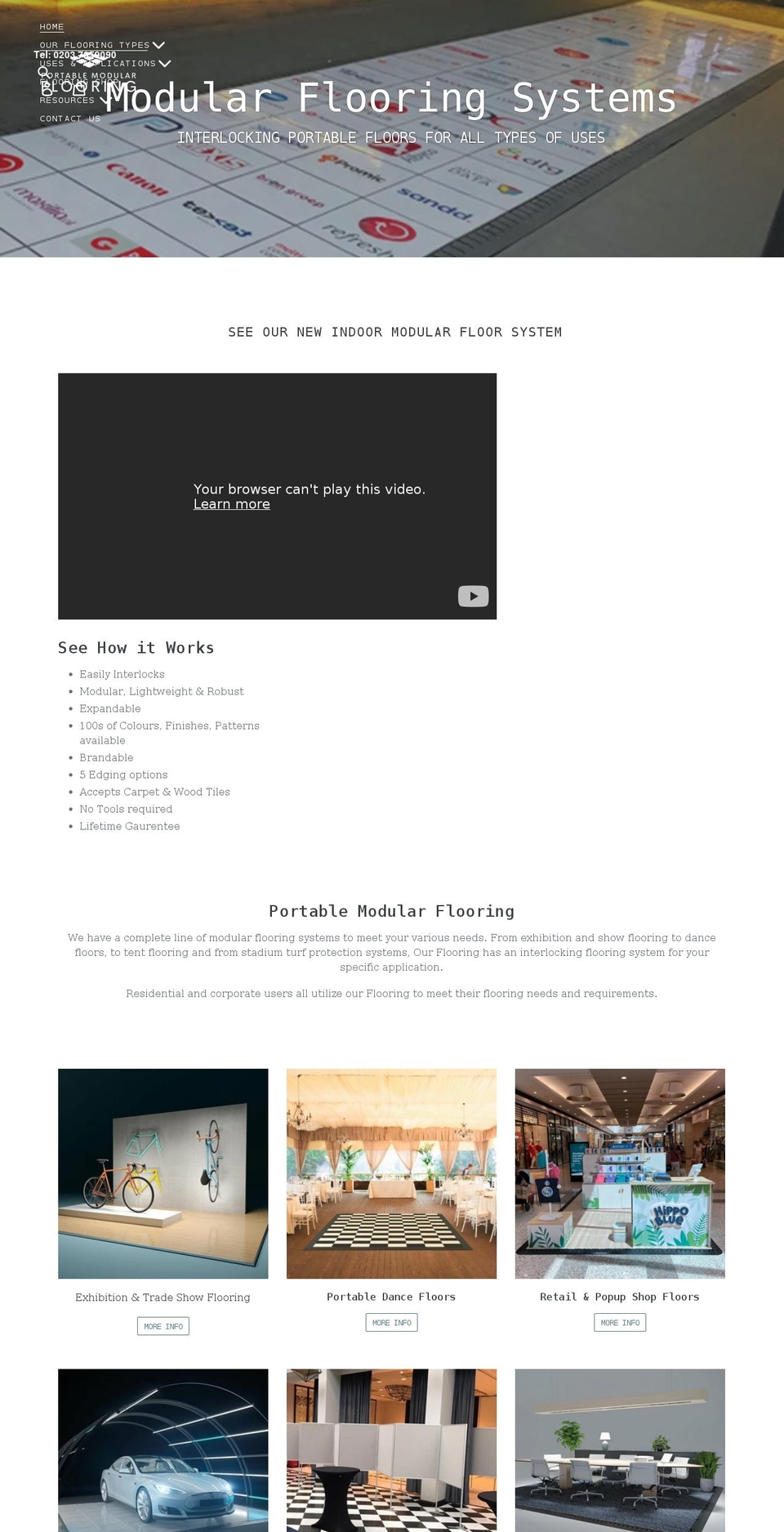 modularportableflooring.co.uk shopify website screenshot
