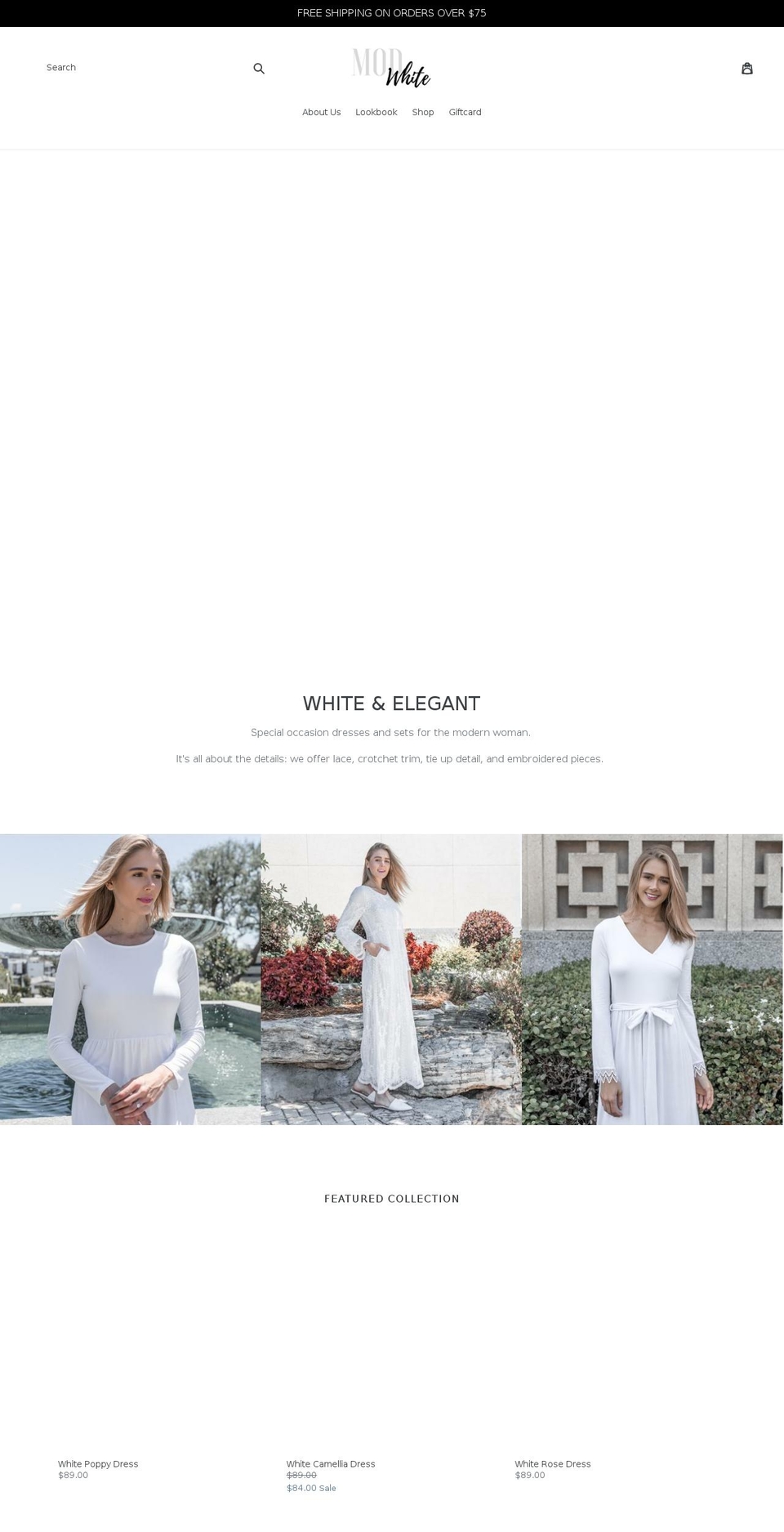 modwhite.com — Shopify storefront screenshot