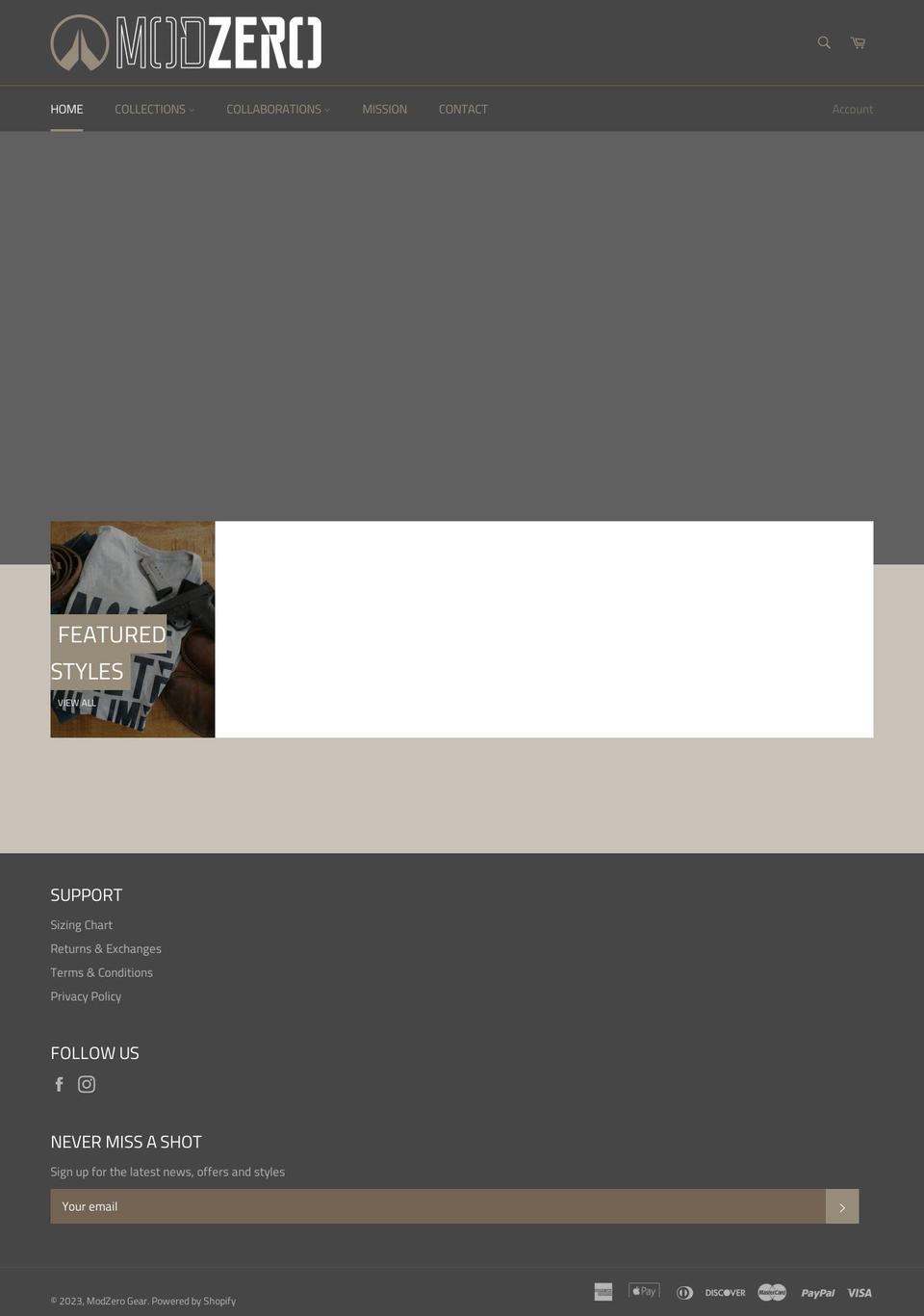 modzerogear.com — Shopify storefront screenshot