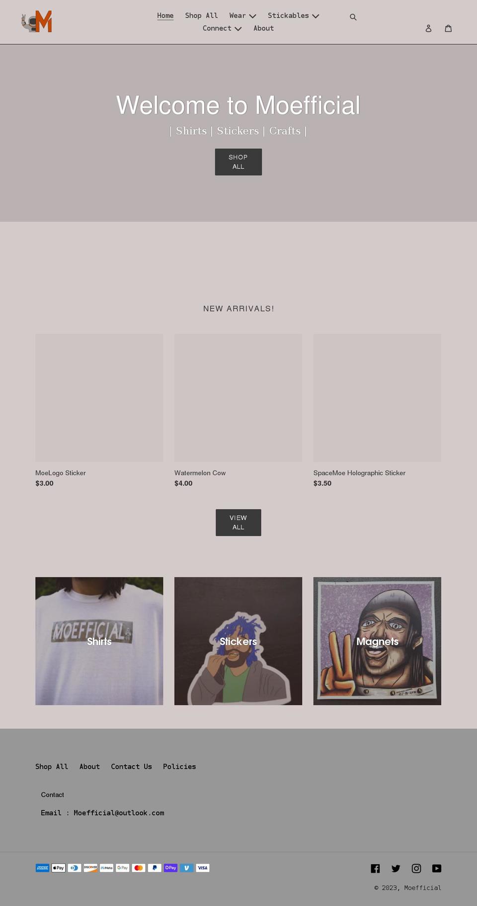 moefficial.com shopify website screenshot