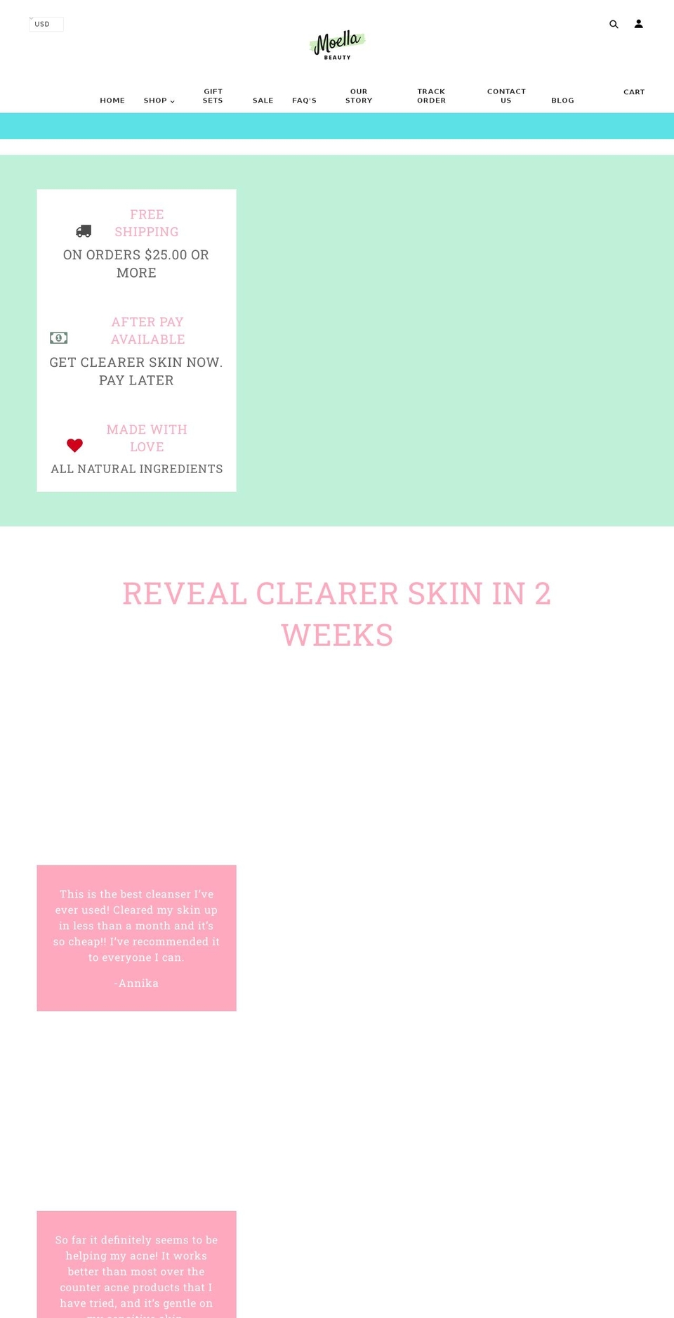 moellabeauty.com — Shopify storefront screenshot