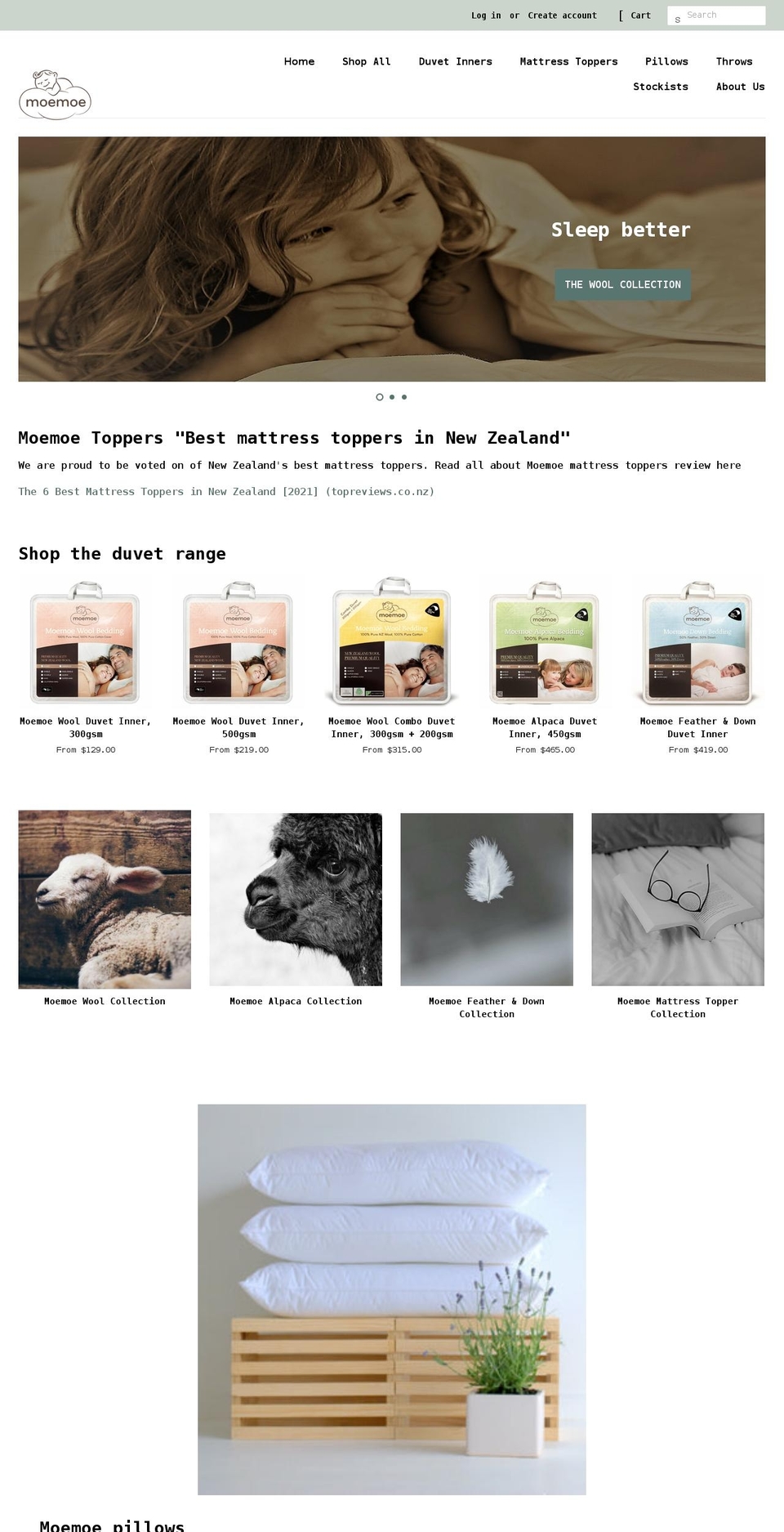 moemoe.co.nz shopify website screenshot