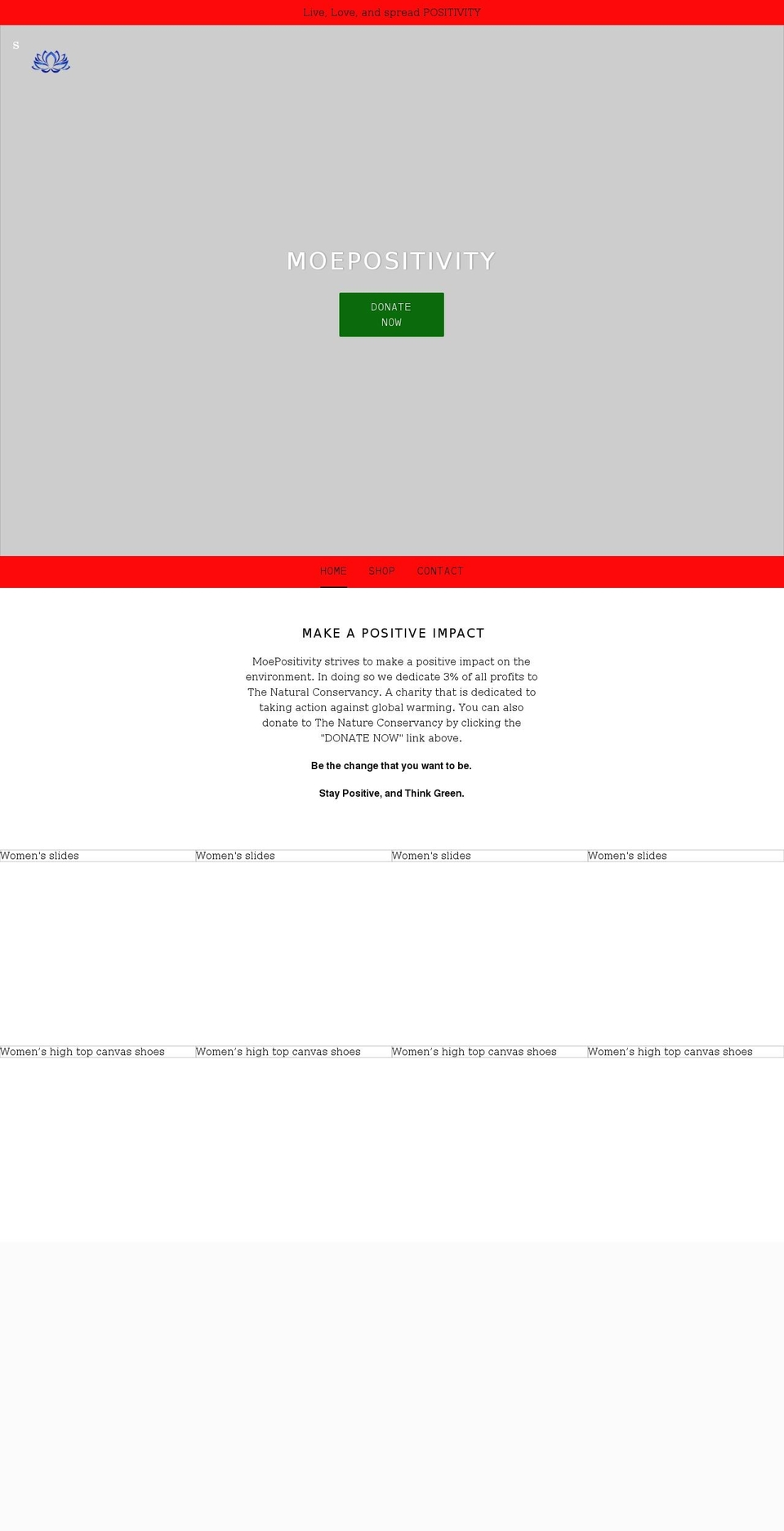 moepositivity.com shopify website screenshot