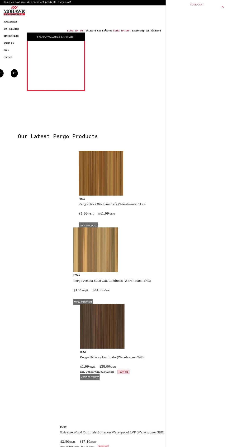 mohawkfactoryoutlet.com shopify website screenshot