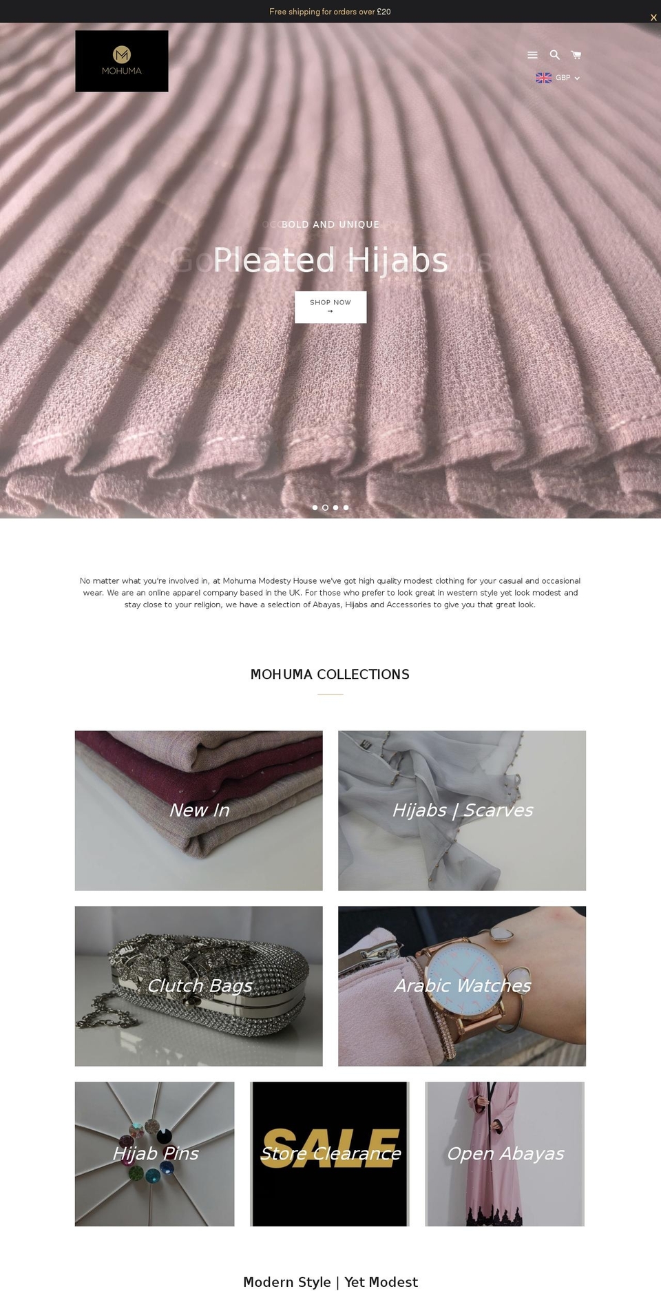 mohuma.com — Shopify storefront screenshot