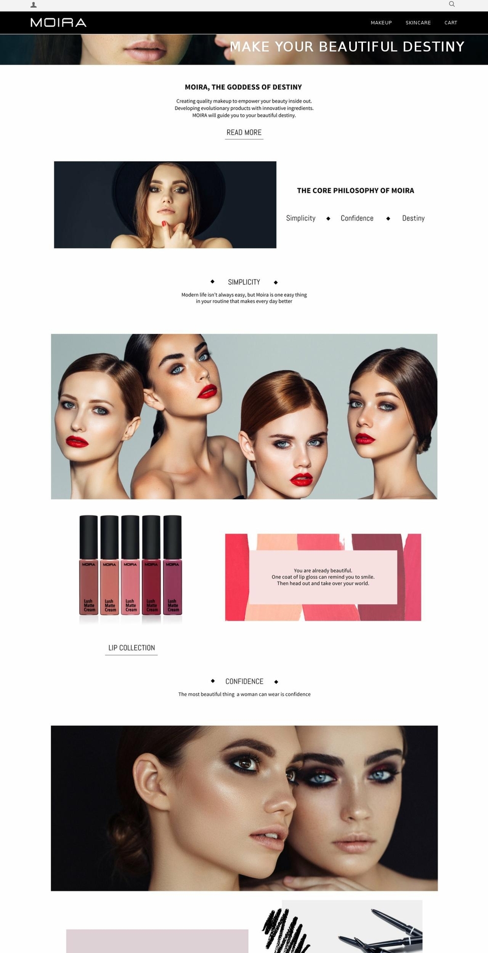 moiracosmetic.com shopify website screenshot
