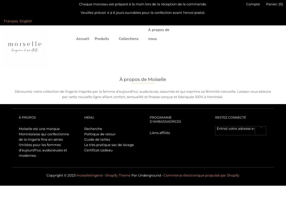 moisellelingerie.com — Shopify storefront screenshot