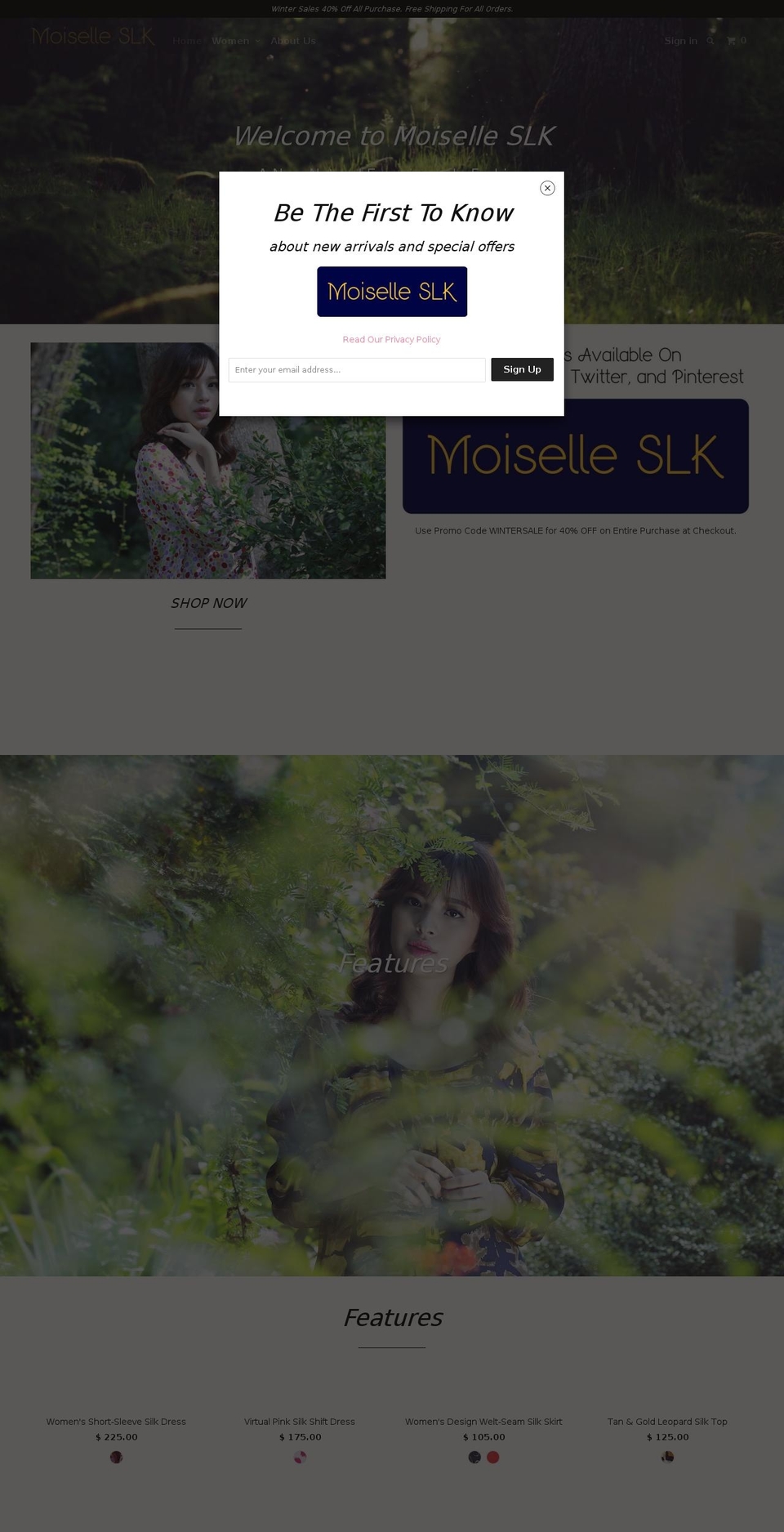 moisellesilk.net shopify website screenshot