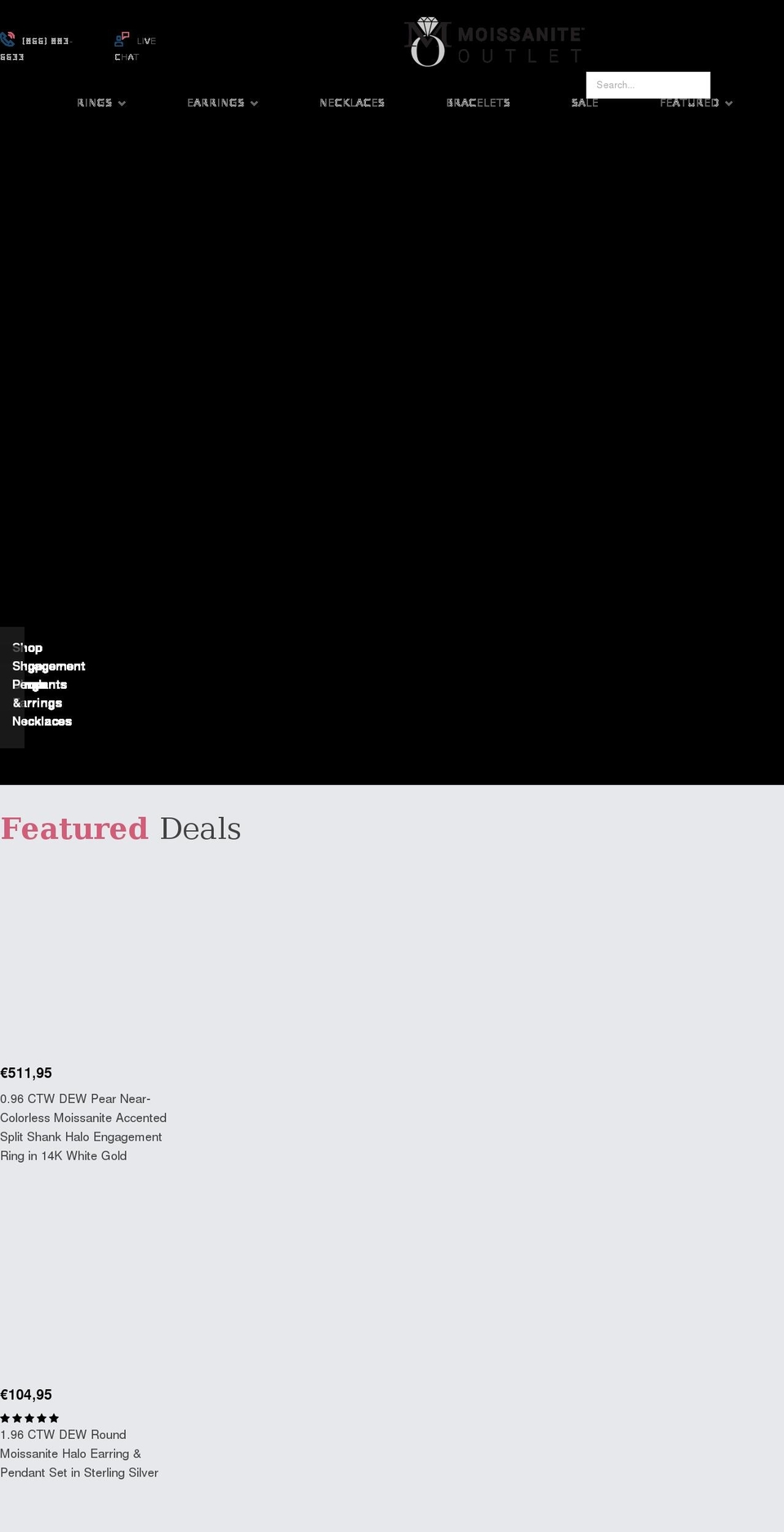 moissaniteoutlet.com shopify website screenshot